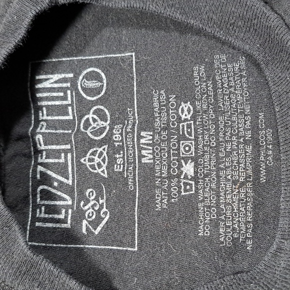Led Zeppelin Faux Vintage Zoso Blimp Album Art Black Graphic Tee VG- M - Picture 8 of 11